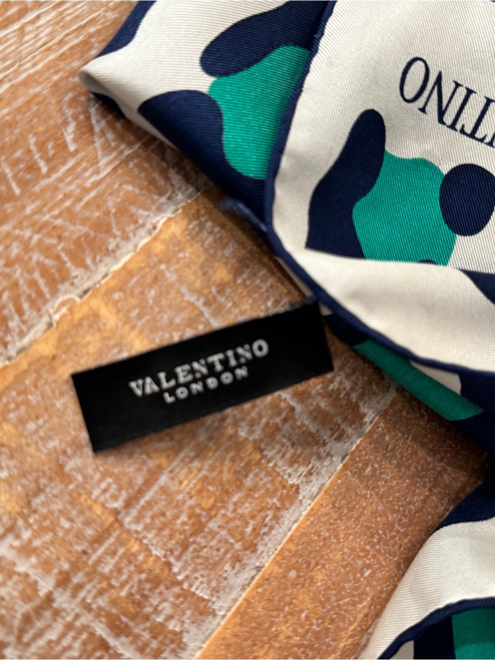 Valentino Silk Scarf - Green & Navy Leopard Print - Picture 7 of 8